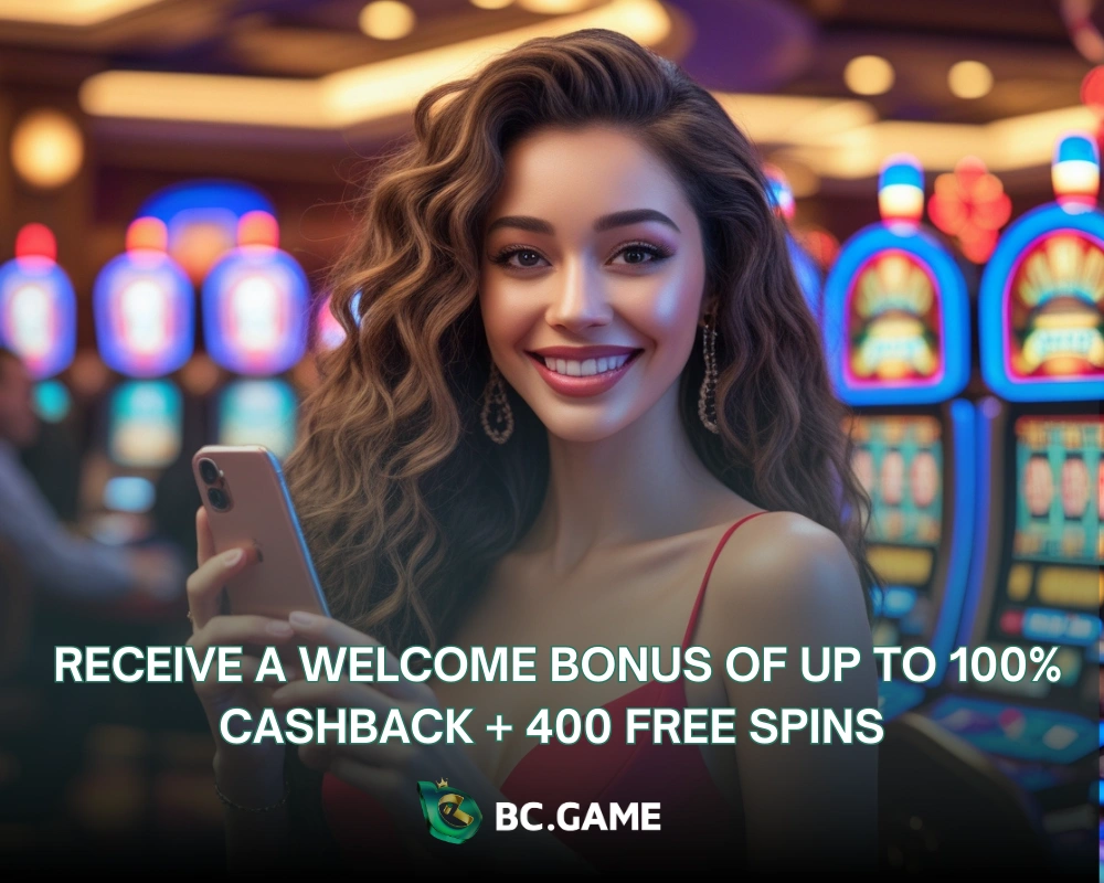 Receive a welcome bonus of up to 100% cashback + 400 free spins